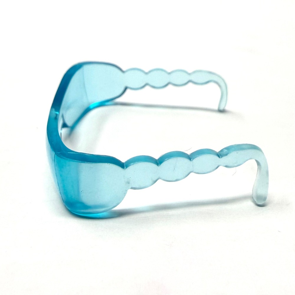 Barbie My Scene Blue Translucent Shield Sunglasses Y2K Futuristic Wavy Scallop - Picture 5 of 5